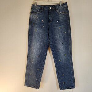 NWT Rhinestone studded High Rise Girlfriend Jeans Buffalo David Britton sz 31